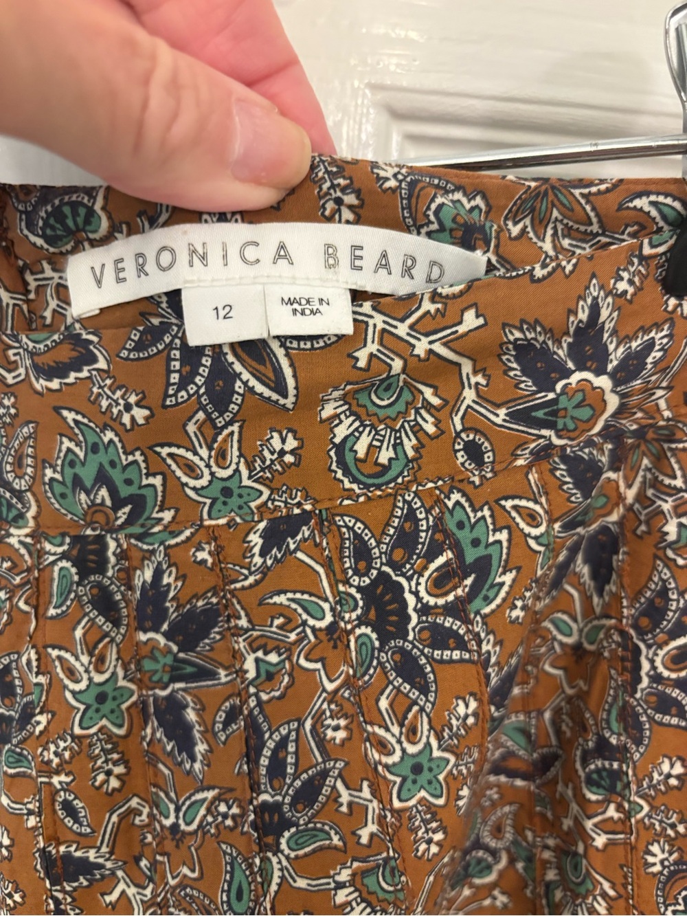 Veronica Beard Rust Floral-Paisley A-Line Skirt